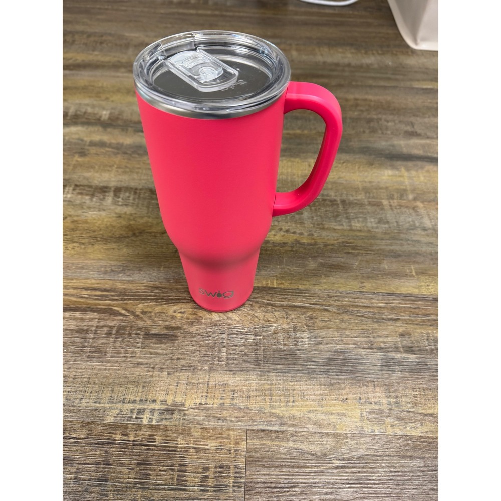 Swig Life 40oz Travel Tumbler Mug Pink GUC Insulated With Handle No Straw*